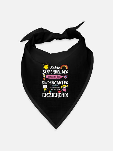 Echte Superhelden - Erzieherin Geschenkidee - Bandana Dreieckstuch - Schwarz