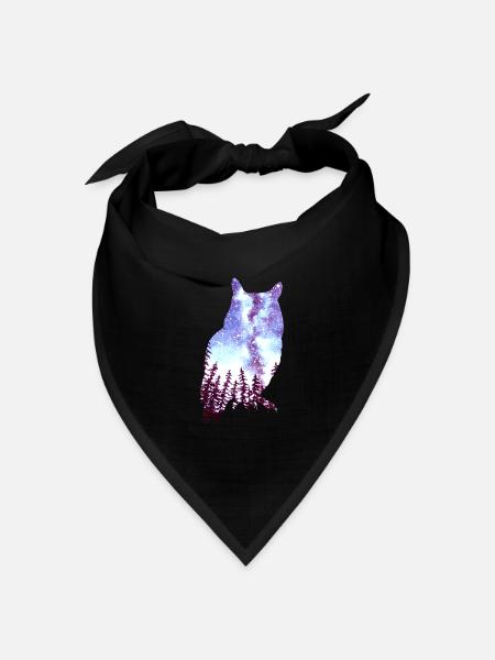 Eule Sternenhimmel Wald - Bandana Dreieckstuch - Schwarz