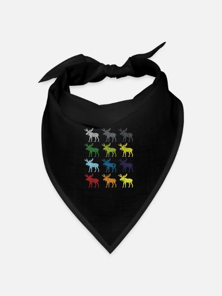 Neon Pop Art Retro Elch Wildtier Geschenk - Bandana Dreieckstuch - Schwarz