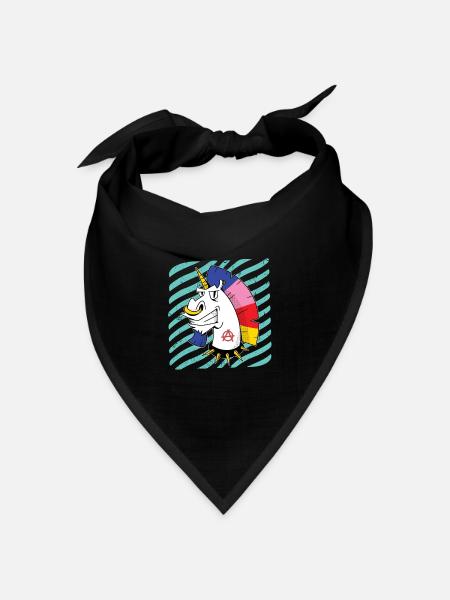 Einhorn Punk Circle-A Anarchie Symbol - Bandana Dreieckstuch - Schwarz