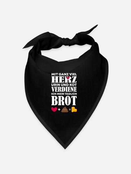 Mit ganz viel Herz Urin und Kot Pflegekraft - Bandana Dreieckstuch - Schwarz