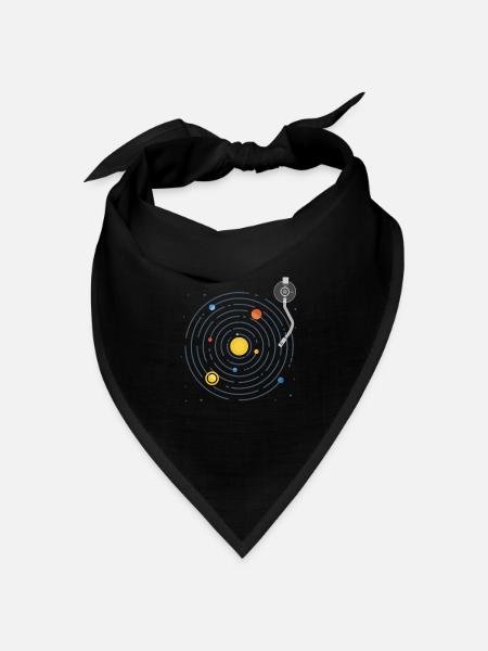 Musik Sonnensystem Vinyl Geschenk - Bandana Dreieckstuch - Schwarz