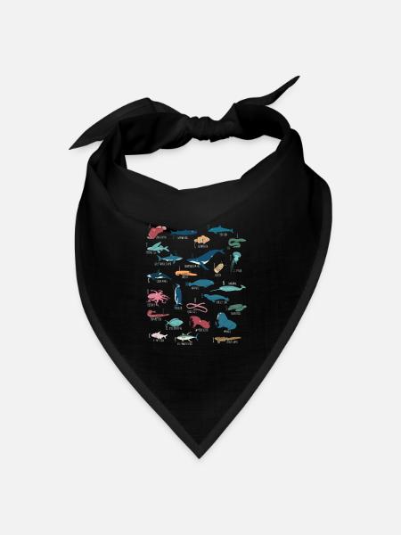 Meerestiere Alphabet Meeresbiologie - Bandana Dreieckstuch - Schwarz
