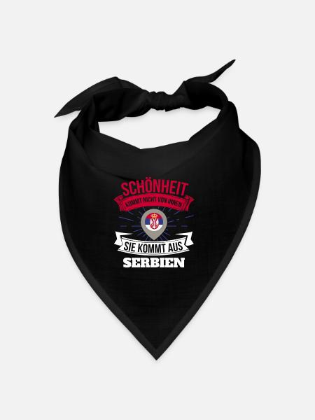 Schönheit kommt aus Serbien Geschenk für Serber - Bandana Dreieckstuch - Schwarz
