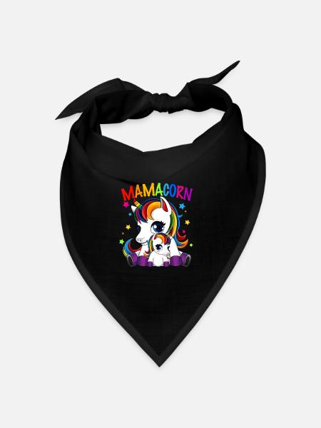 Mamacorn - Süßes Einhorn - Bandana Dreieckstuch - Schwarz