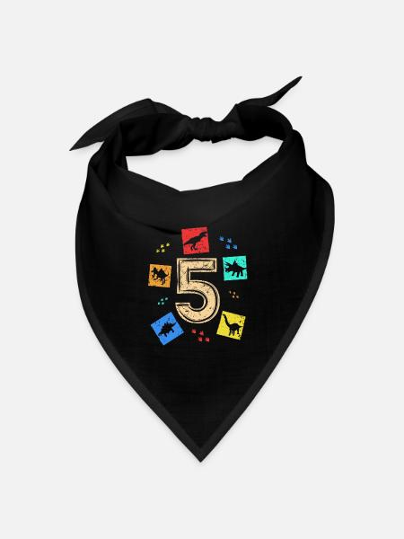 5 Jahre Jungen Mädchen Dinosaurier 5. Geburtstag - Bandana Dreieckstuch - Schwarz