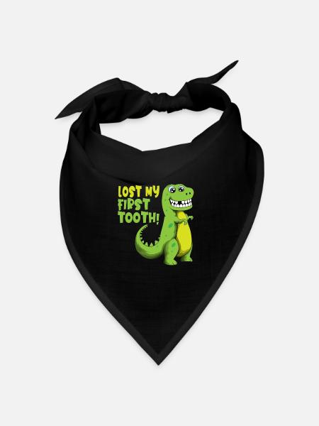 Lost my First Tooth Dino Zahnlücke Kinder lustig - Bandana Dreieckstuch - Schwarz