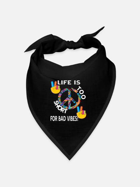 Hippie Festival geschenk Peacezeichen Spruch - Bandana Dreieckstuch - Schwarz