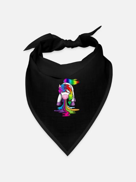 Einhorn Kotzt Regenbogen Fabelwesen Fantasie Tiere - Bandana Dreieckstuch - Schwarz