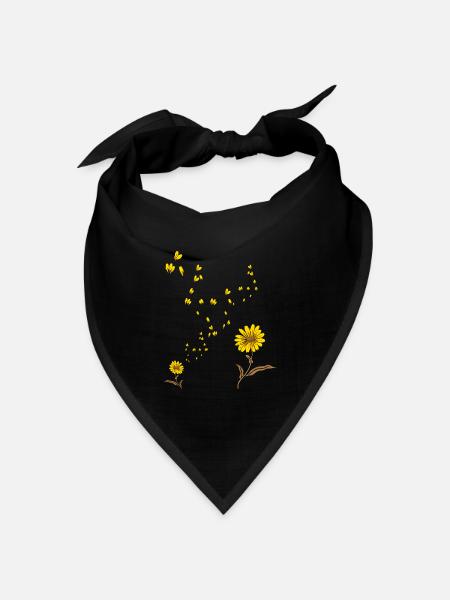 Sonnenschein Blumenblüte Sonnenblume - Bandana Dreieckstuch - Schwarz