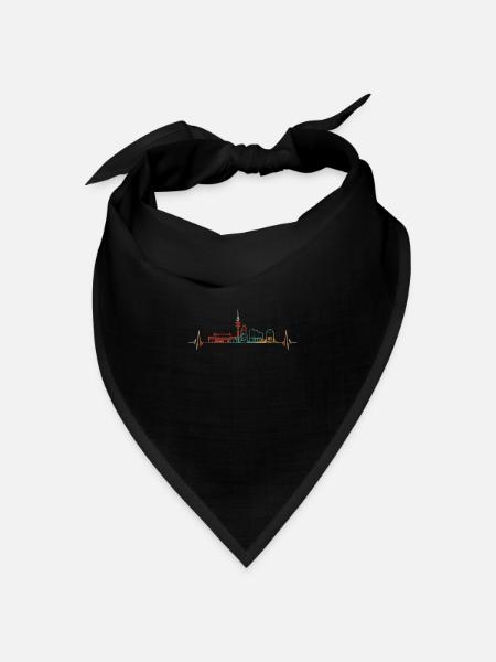 Hamburg Skyline Herzschlag Vintage - Bandana Dreieckstuch - Schwarz