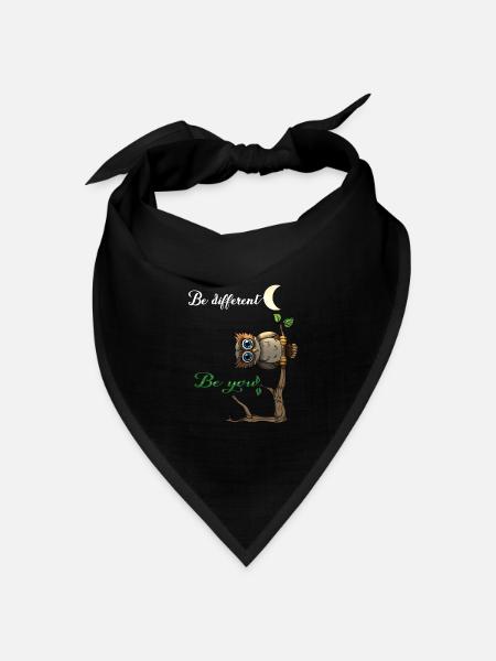Be different Be you Süße Eule Sei Anders Spruch - Bandana Dreieckstuch - Schwarz