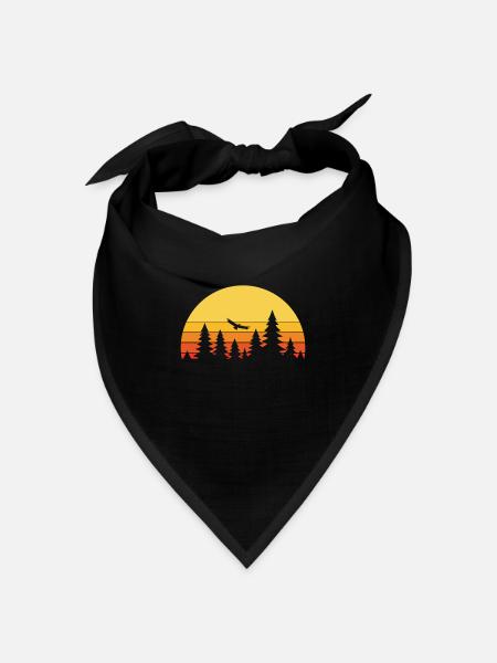 Wald Landschaft Retro - Bandana Dreieckstuch - Schwarz