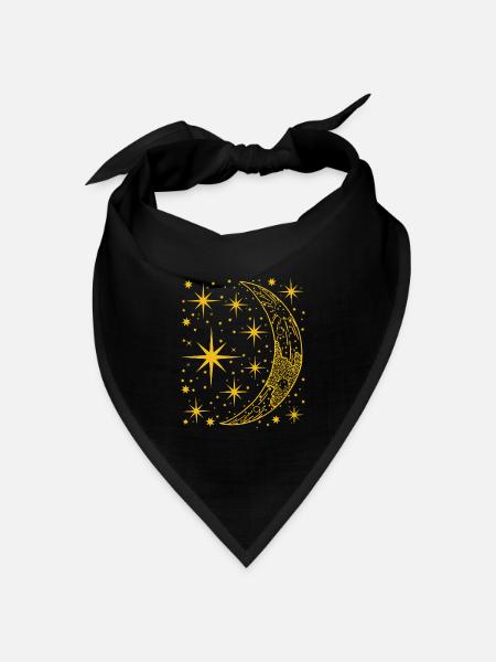 Halbmond. Nachnacht - Bandana Dreieckstuch - Schwarz