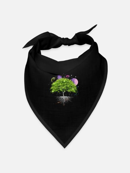 Baum Des Lebens Galaxie, Planeten, Sonnensystem, - Bandana Dreieckstuch - Schwarz