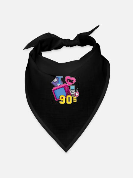 Retro 90s Ära Vintage Neunziger 90er - Bandana Dreieckstuch - Schwarz