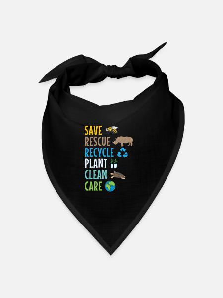 Umweltschützer Grüne Umweltschutz Spruch Öko - Bandana Dreieckstuch - Schwarz