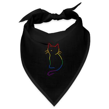 Katze LGBT Bunt Gay Pride Regenbogen Valentin - Bandana Dreieckstuch - Schwarz - Vorne