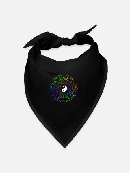 Qigong Yin Yang Symbol Mandala Zen Tai Chi - Bandana Dreieckstuch - Schwarz