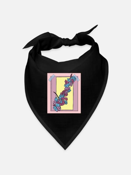 Vintage Blumen Orchideen Bunt - Bandana Dreieckstuch - Schwarz