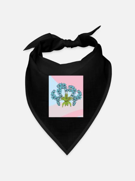 Vintage Blumen Orchideen Bunt - Bandana Dreieckstuch - Schwarz
