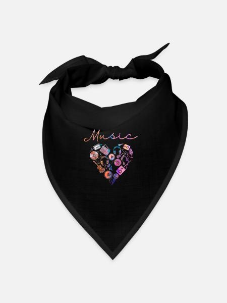 Musik Herz Gitarre Musiker Mikrofon - Bandana Dreieckstuch - Schwarz