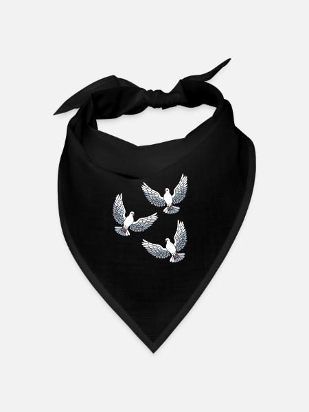 Taube Tauben Vogelabbildung Vogel Vögel - Bandana Dreieckstuch - Schwarz