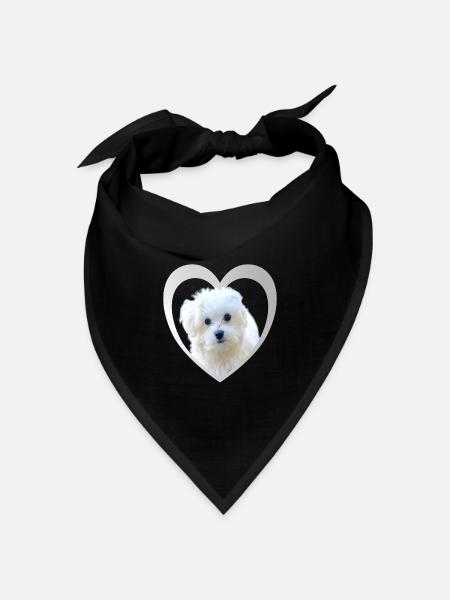 I Love my Malteser - Herz - Malteser - Bandana Dreieckstuch - Schwarz