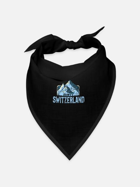 Schweizer Berge und Alpen Schweiz - Bandana Dreieckstuch - Schwarz