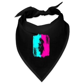 Samurai Krieger Japan Türkis Pink Kunst Manga - Bandana Dreieckstuch - Schwarz - Vorne