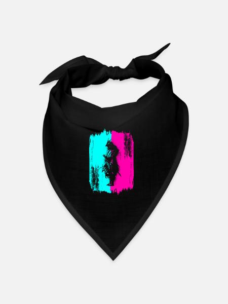 Samurai Krieger Japan Türkis Pink Kunst Manga - Bandana Dreieckstuch - Schwarz