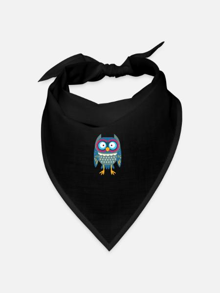 Eule - Bandana Dreieckstuch - Schwarz