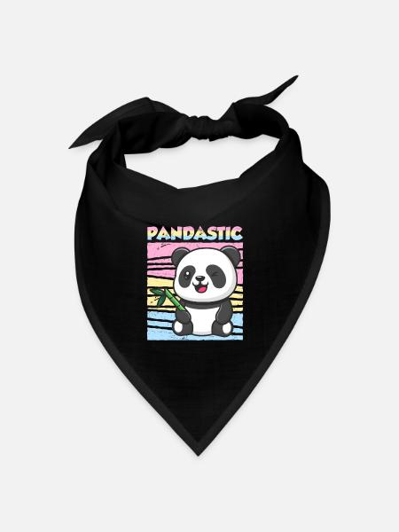 Panda Spruch Pandastic Pansexuell Geschenk - Bandana Dreieckstuch - Schwarz