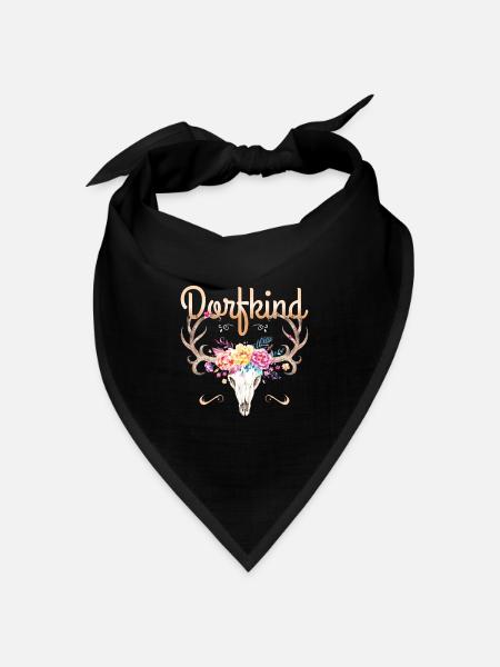 Dorfkind Hirsch Geweih Dorf Kind Blumen Süß Land - Bandana Dreieckstuch - Schwarz
