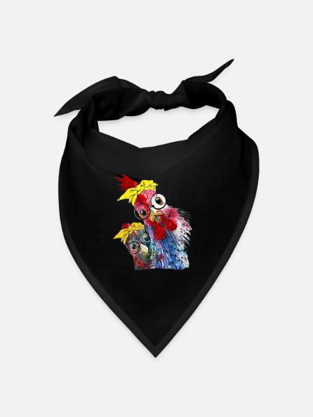 Ein witziges Huhn, Hühnchen, Hähnchen mit Brille - Bandana Dreieckstuch - Schwarz
