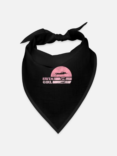 Schwimmerin Schwimmen Mädchen - Bandana Dreieckstuch - Schwarz