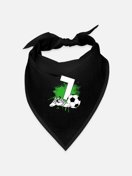 7. Geburtstag 7 Jahre Fußball Fußballspieler - Bandana Dreieckstuch - Schwarz