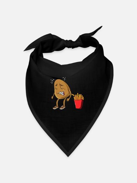 Funny French Fries Gift with Potato Pooping Fries - Bandana Dreieckstuch - Schwarz