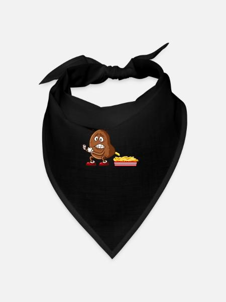 Pommes Frites Kackende Kartoffel - Bandana Dreieckstuch - Schwarz