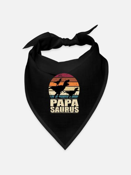 Papasaurus T-Rex Dinosaurier Familien Dino Vater - Bandana Dreieckstuch - Schwarz