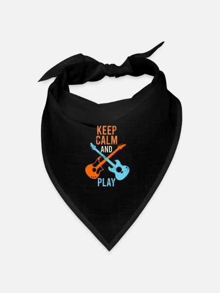 E-Gittare Gitarristen Spruch keep calm - Bandana Dreieckstuch - Schwarz