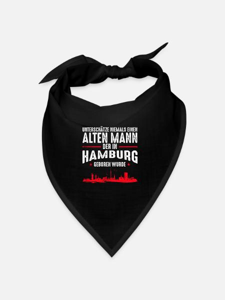 Alter Mann - Hamburg | Vintage Retro Style - Bandana Dreieckstuch - Schwarz
