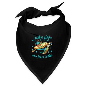 Just A Girl Who Loves Turtles Schildkröte - Bandana Dreieckstuch - Schwarz - Vorne