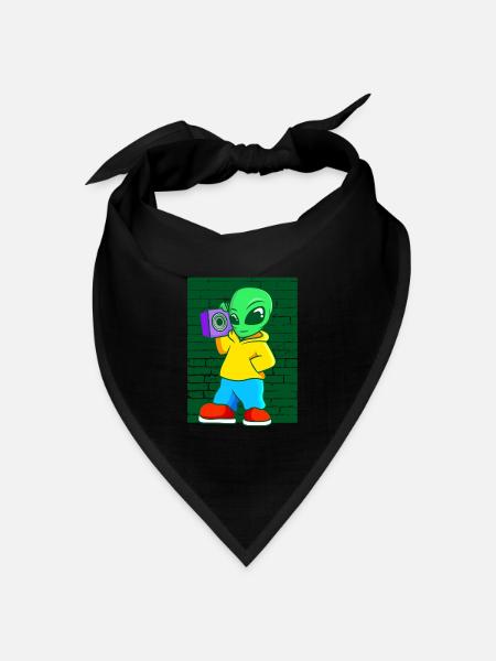 Alien Old School Hip Hop Kofferradio Street Art - Bandana Dreieckstuch - Schwarz