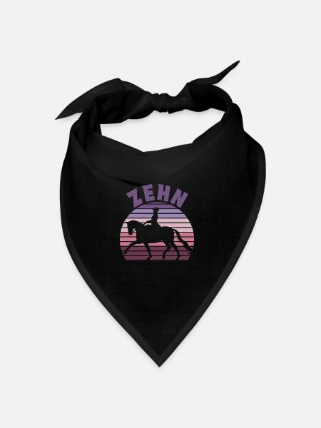 10. Geburtstag Mädchen 10 Jahre Pferd Reiterin - Bandana Dreieckstuch - Schwarz