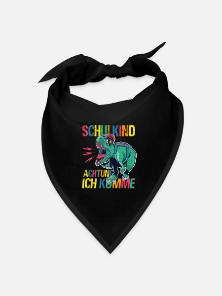 Schulkind Achtung Ich Komme - Dino Schulanfang - Bandana Dreieckstuch - Schwarz