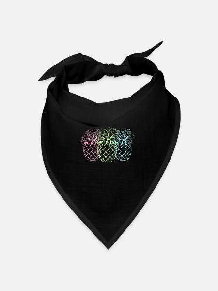 Pastell Ananas - Bandana Dreieckstuch - Schwarz