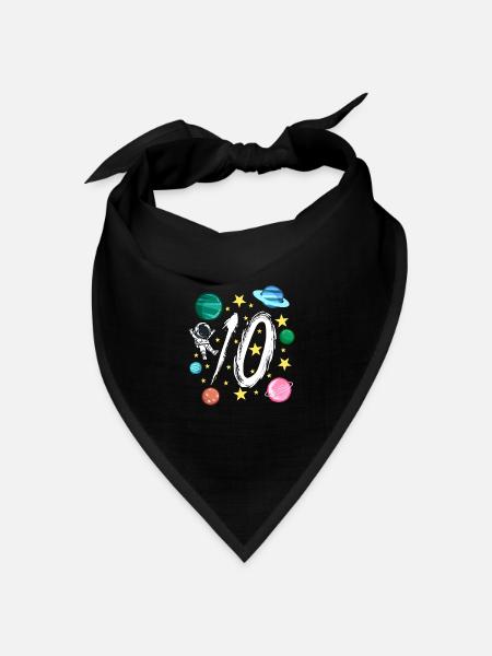 10. Geburtstag 10 Jahre Alt Astronaut Geschenk - Bandana Dreieckstuch - Schwarz