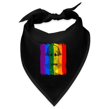 Gayming Gaylien Rainbow CSD Gaming Alien LGBT - Bandana Dreieckstuch - Schwarz - Vorne