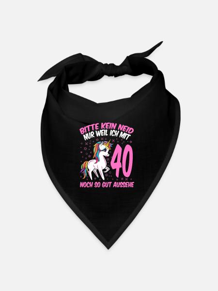 40. Geburtstag Geschenk Einhorn Frauen lustig - Bandana Dreieckstuch - Schwarz